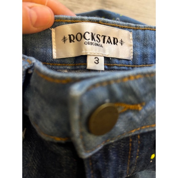 Rockstar‎ Original Distressed Paint Splatter Jeans Size 3 Patchwork Denim - Picture 9 of 10